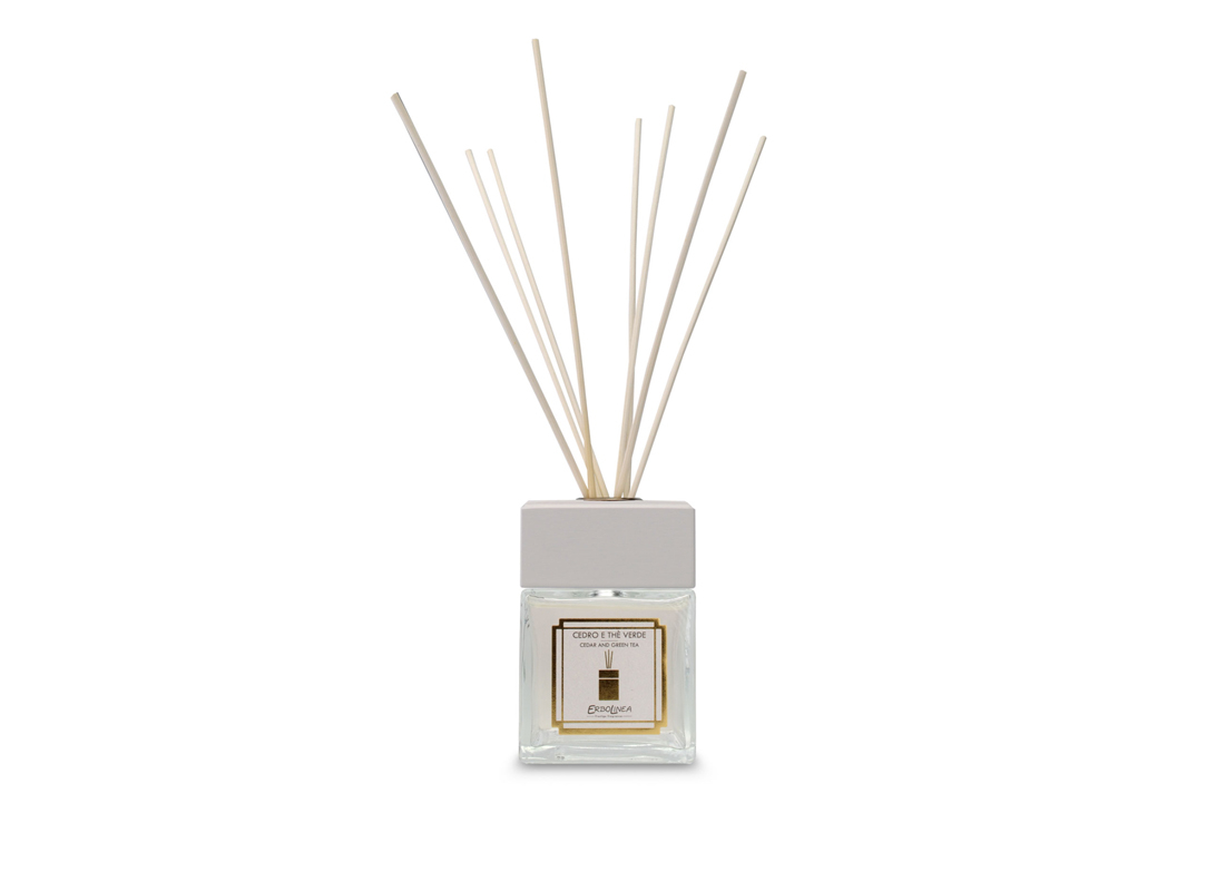 Diffusore a bastoncini Erbolinea linea classica cedro e the Verde