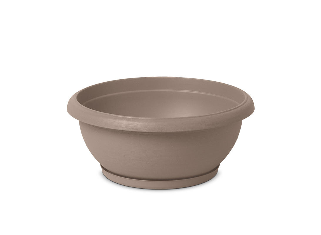 Ciotola Terrae con sottovaso beige scuro