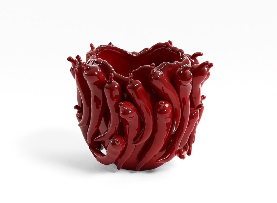 Coprivaso Peperoncino in ceramica Rosso